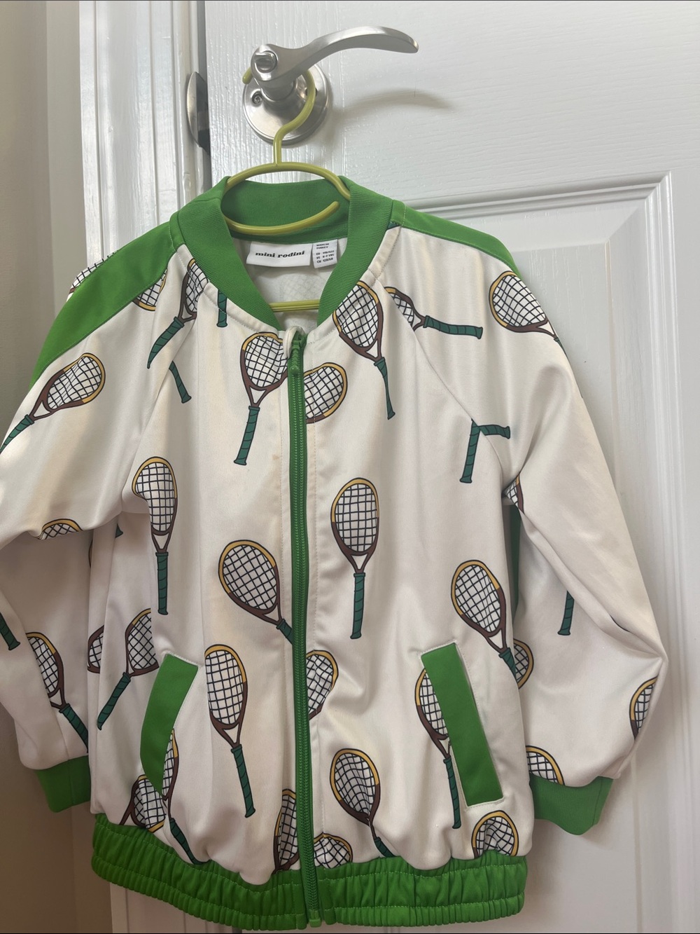 Mini Rodini Tennis Racket Track Jacket Green Cream